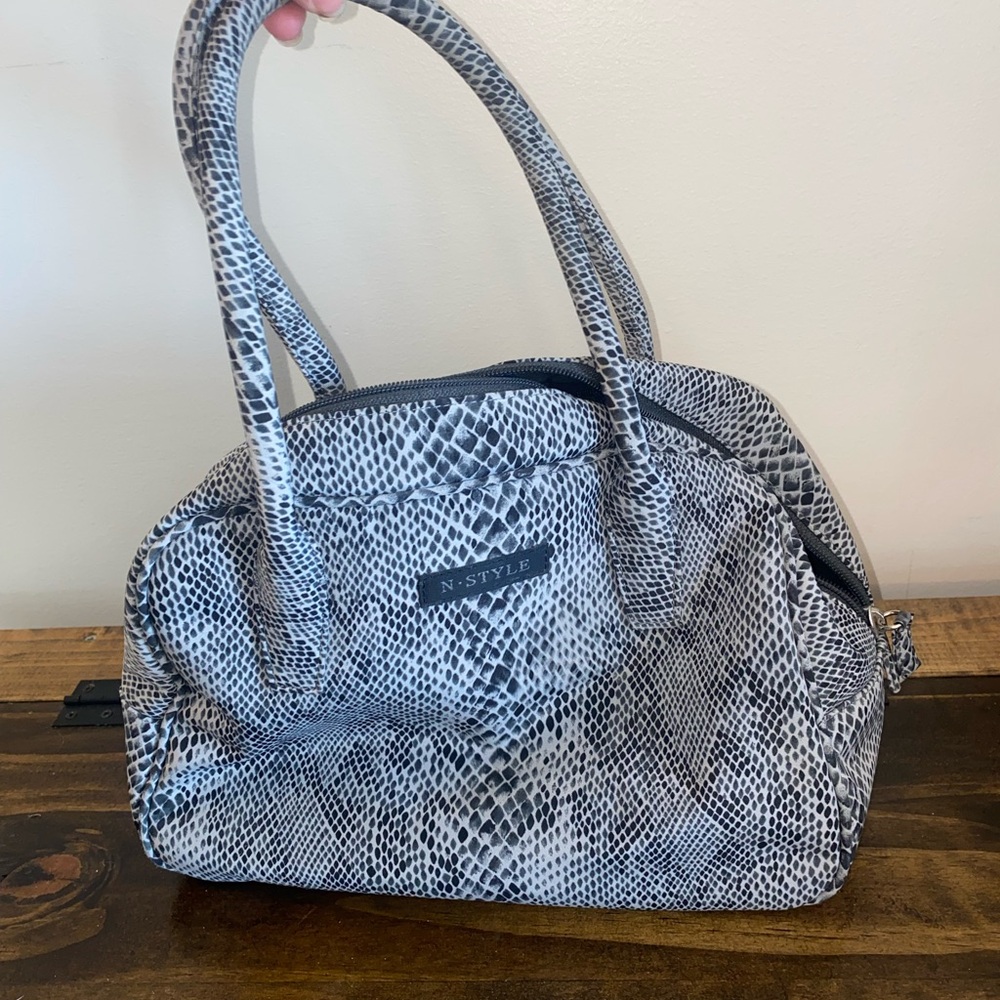 N. Style Grey Snake Print Handbag Purse